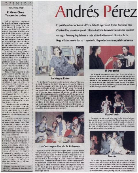 Andrés Pérez según Andrés Pérez  [artículo] Claudia Ramírez
