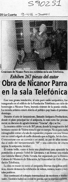 Obra de Nicanor Parra en la sala Telefónica.  [artículo]