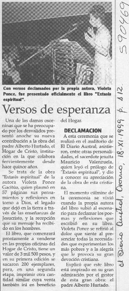Versos de esperanza  [artículo]