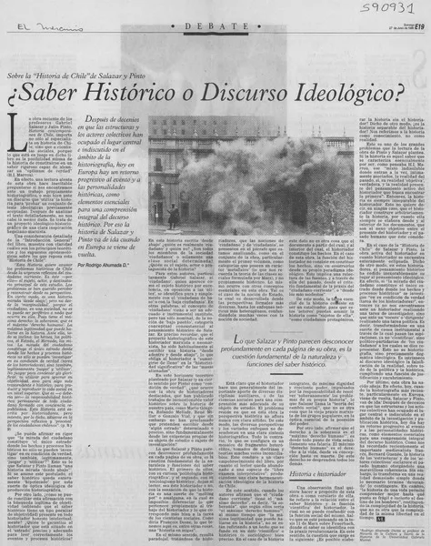 ¿Saber histórico o discurso ideológico?  [artículo] Rodrigo Ahumada D.