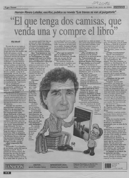 "El que tenga dos camisas, que venda una y compre el libro"  [artículo] Willy Haltenhoff