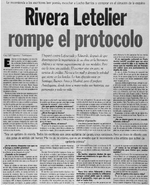 Rivera Letelier rompe el protocolo  [artículo] Gazi Jalil Figueroa