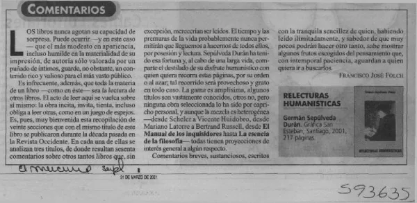 Relecturas humanísticas  [artículo] José Francisco Folch
