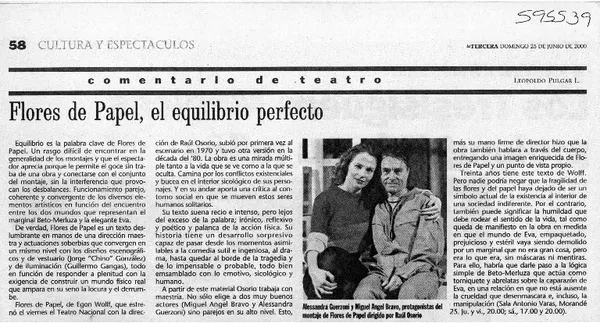 Flores de papel, el equilibrio perfecto  [artículo] Leopoldo Pulgar I.