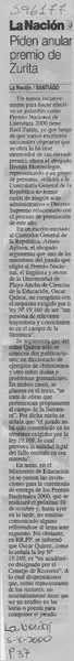 Piden anular premio de Zurita  [artículo]