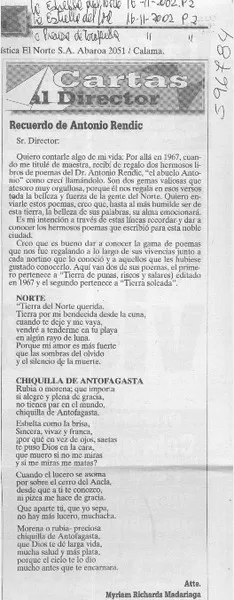 Recuerdo de Antonio Rendic  [artículo] Myriam Richards Madariaga