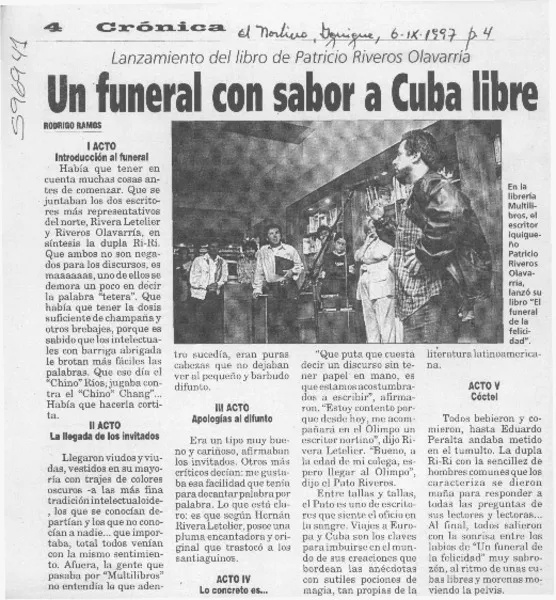 Un funeral con sabor a Cuba libre  [artículo] Rodrigo Ramos