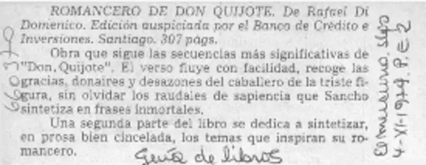 Romancero de don Quijote  [artículo]