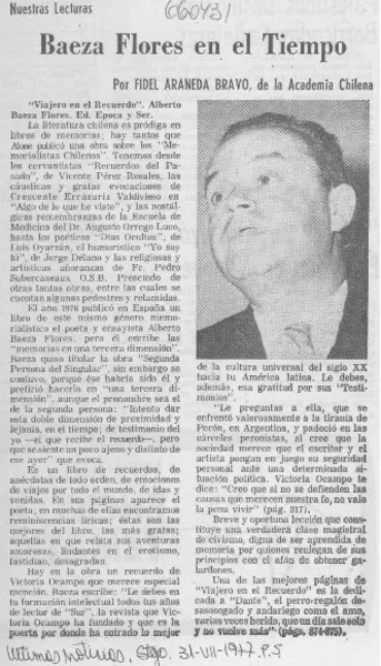 Baeza Flores en el tiempo  [artículo] Fidel Araneda Bravo.