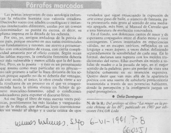 Párrafos marcados  [artículo] Delia Domínguez