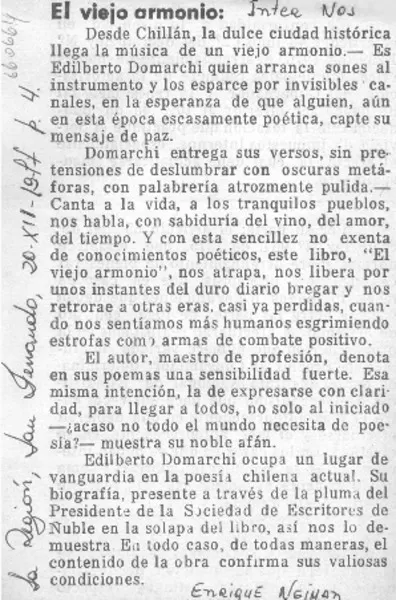 El viejo armonio  [artículo] Alberto Arraño.