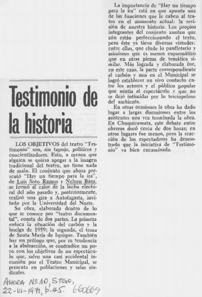 Testimonio de la historia.  [artículo]