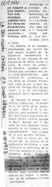 En torno alos orígenes del hombre americano.  [artículo]