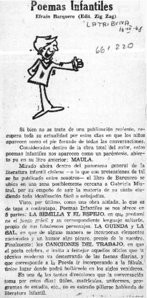 Poemas Infantiles  [artículo] Efraín Barquero.