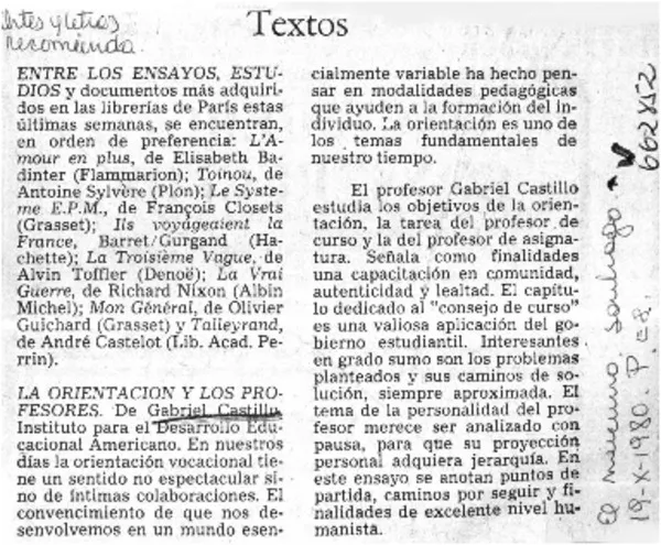 La Orientación y los profesores.  [artículo]