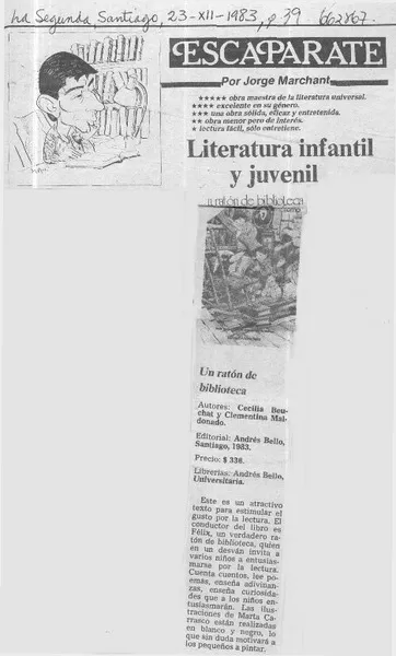 Literatura infantil y juvenil  [artículo] Jorge Marchant.