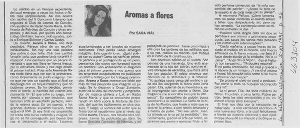Aromas a flores  [artículo] Sara Vial.