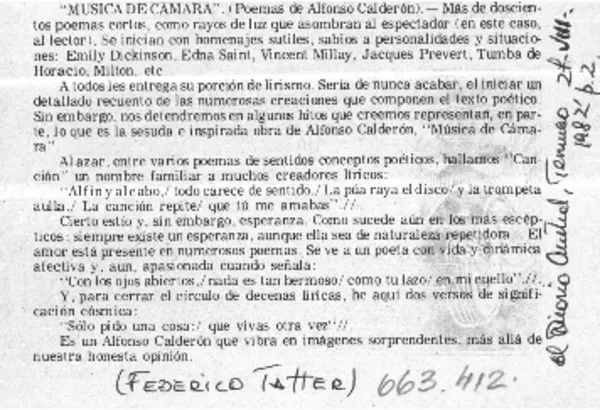 Música de cámara  [artículo] Federico Tatter.