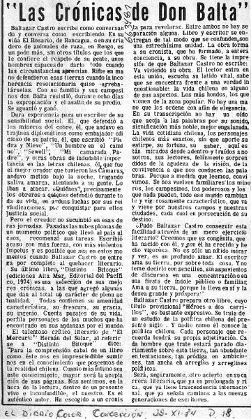 Las crónicas de don Balta"·.  [artículo]
