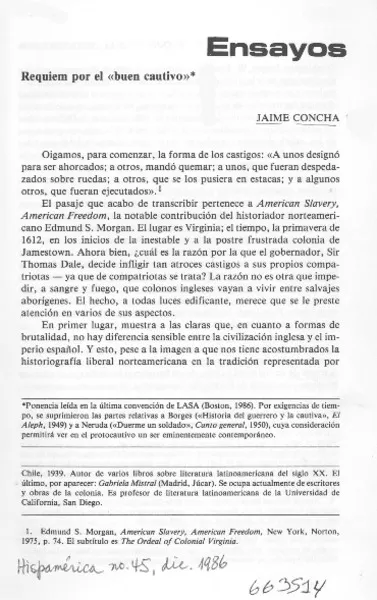 Requiem por el "buen cautivo".  [artículo]
