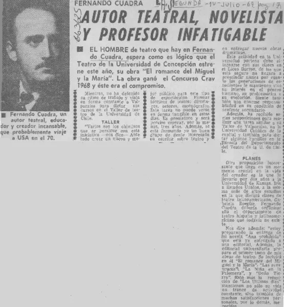 Autor teatral, novelista y profesor infatigable.  [artículo].
