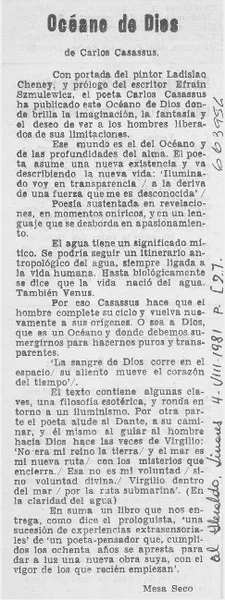 Océano de Dios  [artículo] Mesa Seco.