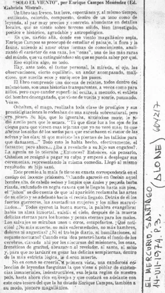 "Sólo el viento"  [artículo] Alone.