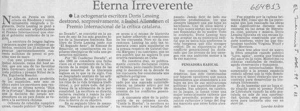 Eterna irreverente  [artículo] Lourdes Andrés.