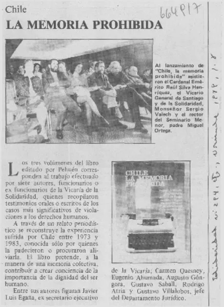 Chile la memoria prohibida.  [artículo]