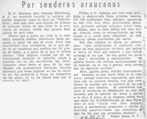 Por senderos araucanos  [artículo] Víctor Gana.