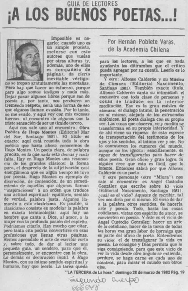 ¡A los buenos poetas!  [artículo] Hernán Poblete Varas.