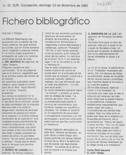 Fichero bibliográfico  [artículo] Carlos René Ibacache.