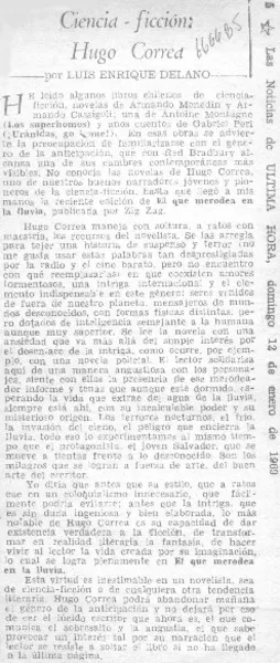 Ciencia-ficción: Hugo Correa  [artículo] Luis Enrique Délano.