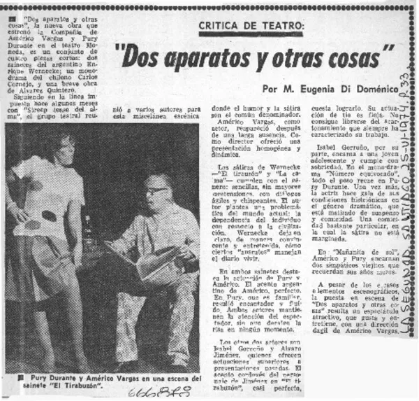 Dos aparatos y otras cosas"  [artículo] M. Eugenia Di Doménico.