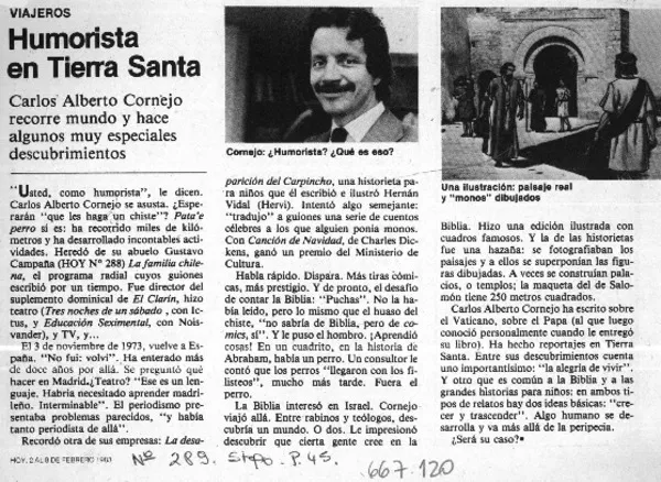 Humorista en tierra santa.  [artículo]