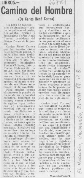 Camino del hombre  [artículo] Modesto Parera.