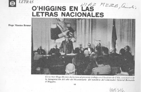 O'Higgins en las letras nacionales.  [artículo]
