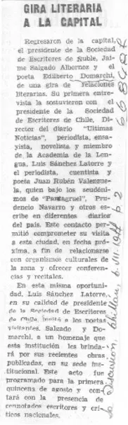 Gira literaria a la capital.  [artículo]