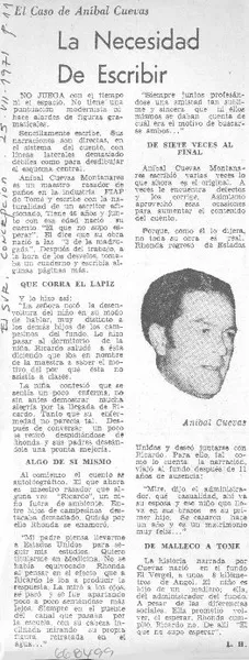 La necesidad de escribir  [artículo] L.H.