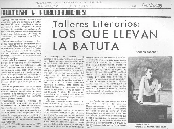 Los que llevan la batuta  [artículo] Sandra Escobar.