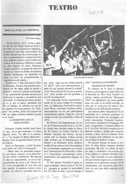 Más allá de la historia  [artículo] Anita Klesky.