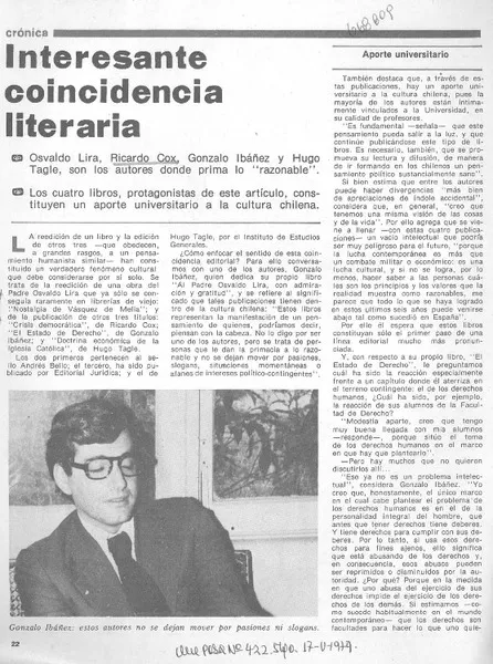 Interesante coincidencia literaria.  [artículo]