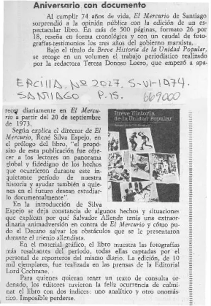 Aniversario con documento.  [artículo]