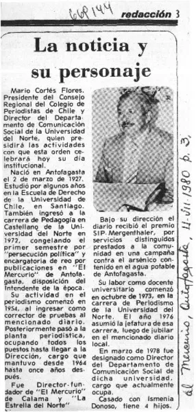 La noticia y su personaje.  [artículo]