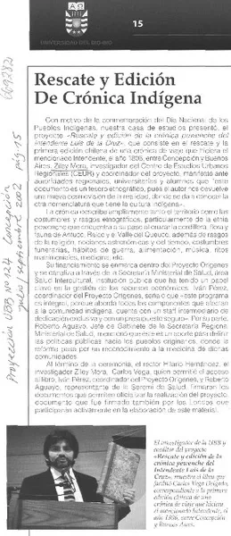 Rescate y edición de crónica indígena.  [artículo]