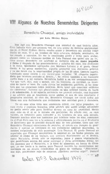 VIII algunos de nuestros beneméritos dirigentes  [artículo] Luis Merino Reyes.