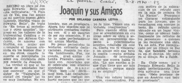 Joaquín y sus amigos  [artículo] Orlando Cabrera Leyva.