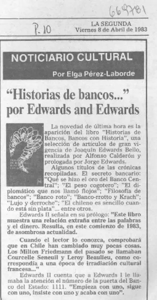 Historias de bancos..."  [artículo] Elga Pérez-Laborde.