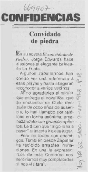 Convidado de piedra.  [artículo]