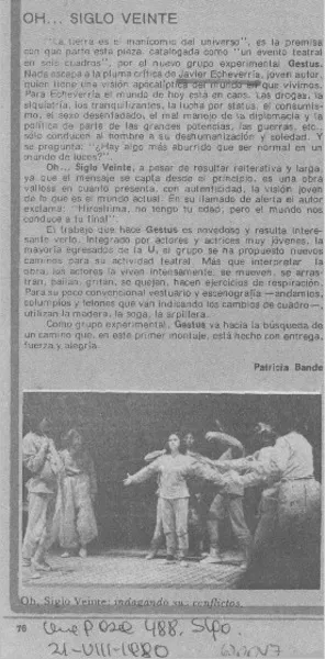Oh... siglo veinte  [artículo] Patricia Bande.
